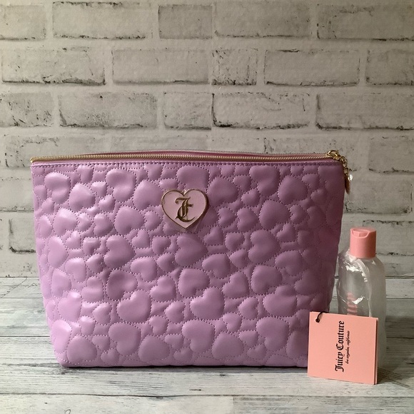 Juicy Couture Large Quilted Heart Travel Cosmetic Bag - Picture 1 of 4